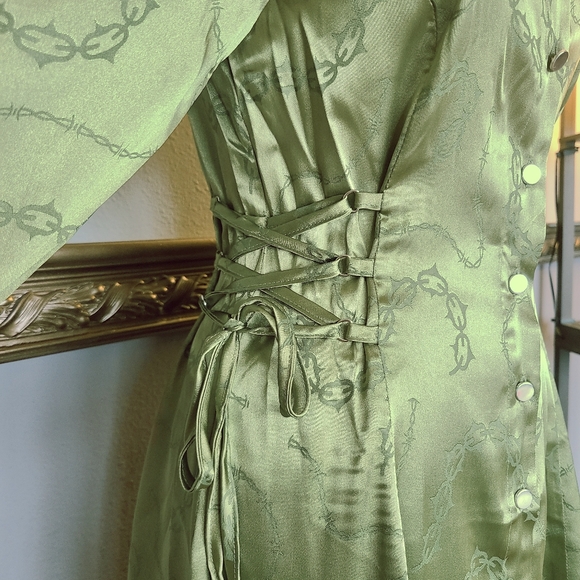 Dangerfield Olive Satin Corset Dress - Picture 4 of 13